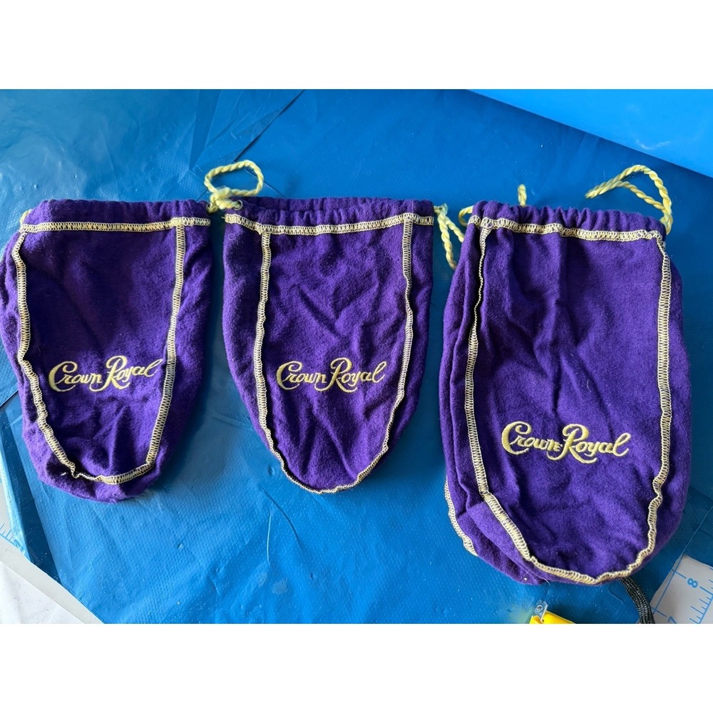 Lot of 3 Crown Royal Purple Velvet Drawstring Bags Empty Gift Pouches